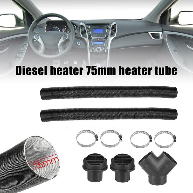 TZUTOGETHER Diesel Parking Heater Set, 75mm Warm Heater Duct Pipe, Air Outlet, Y-type Elbow & Clamps - Image 3